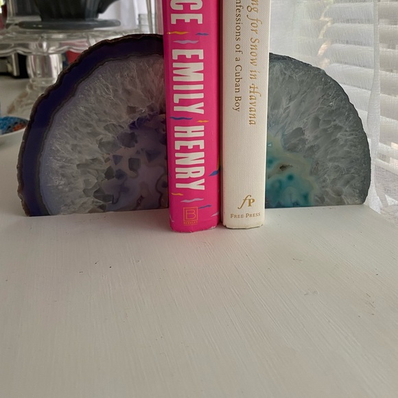 Natural Geode Bookends. Paperweights. Purple or blue agate pieces. Brazilian - Picture 3 of 16